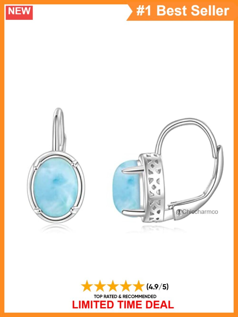 Sterling Silver Leverback Dangle Earrings for Women 10x8mm Gift Box
